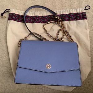 Tory burch blue chain accordion shoulder / crossbody bag